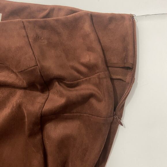 Sundance Faux Suede Brown Legging Skinny Side Zip Size 14 - Picture 8 of 12